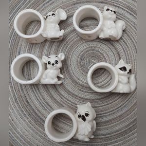 Woodland creatures porcelain napkin rings